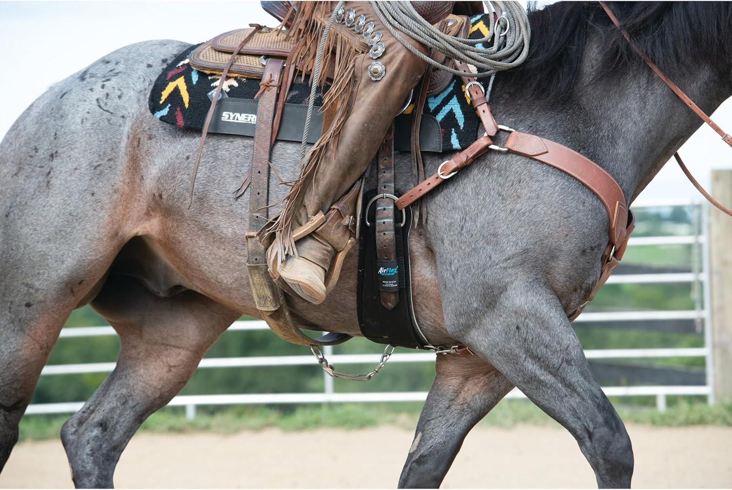 imageAirFlex Roper Horse Cinch AntiSlip Nylon Webbing Saddle Cinch Girth with Smart Cinch Buckle Western Horse Riding Supplies Black