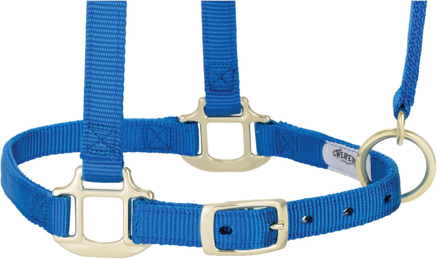 imageBreakaway Horse Halter Supple Leather Crown Adjustable Chin ampamp Throat Snap Halters for Horses Equine TackBlue