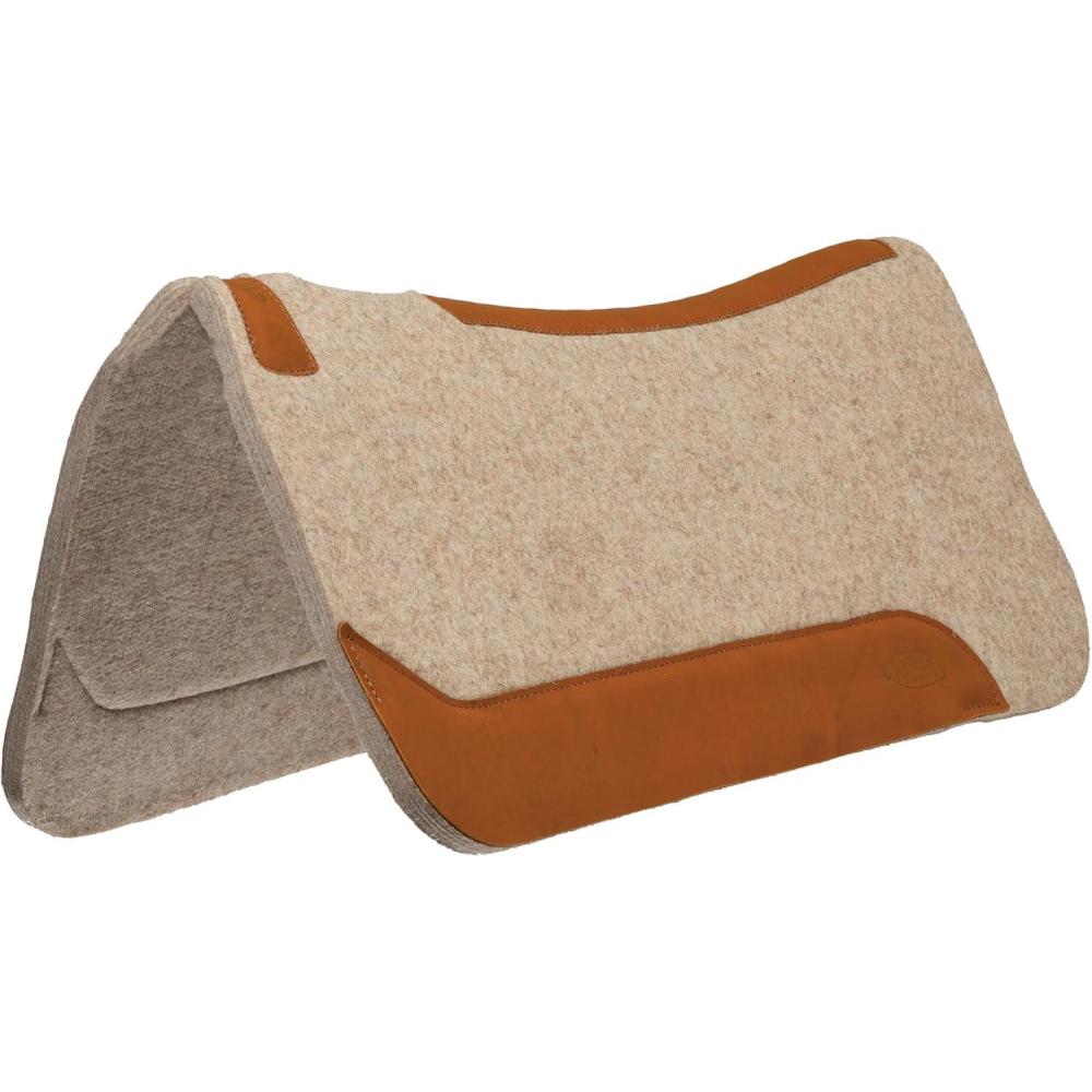 imageWeaver Equine 30quot x 30quot Contoured Wool Blend Felt Horse Saddle Pad Shock Absorbing Western Saddle Pad for Protection Durable Equine Supplies Tan33 L x 32 W 1 Thick