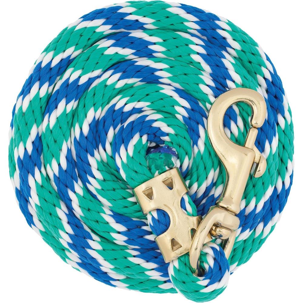 imageWeaver Equine Performance Lead Rope Long Horse Lead Rope with Quick Halter Attachment Soft Comfort Grip Barn Horse Tack for Daily Use ampamp ShowingBlueWhiteGreen