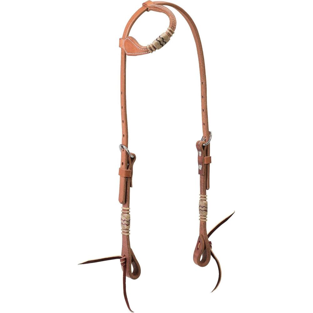 imageWeaver Leather Harness Leather Browband Headstall with Rawhide Accents