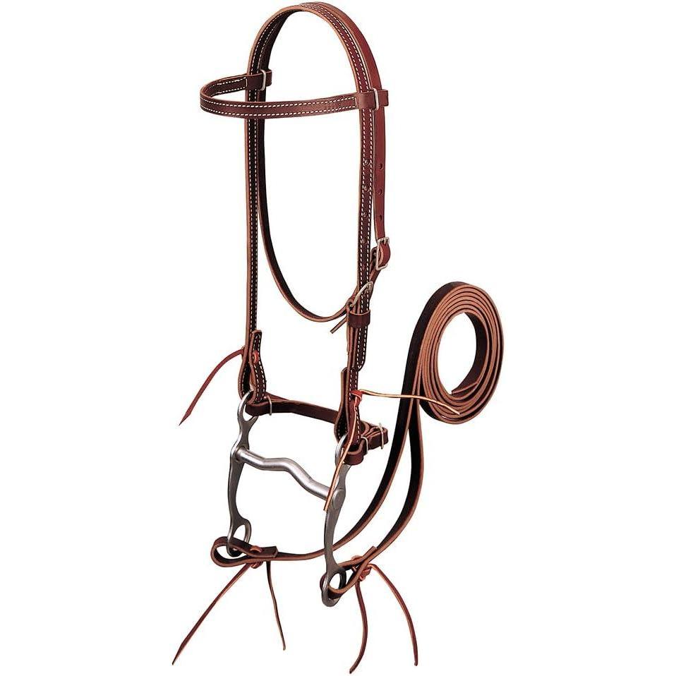 imageWeaver Leather Latigo Leather Browband Bridle with Single Cheek Buckle Burgundy Horse