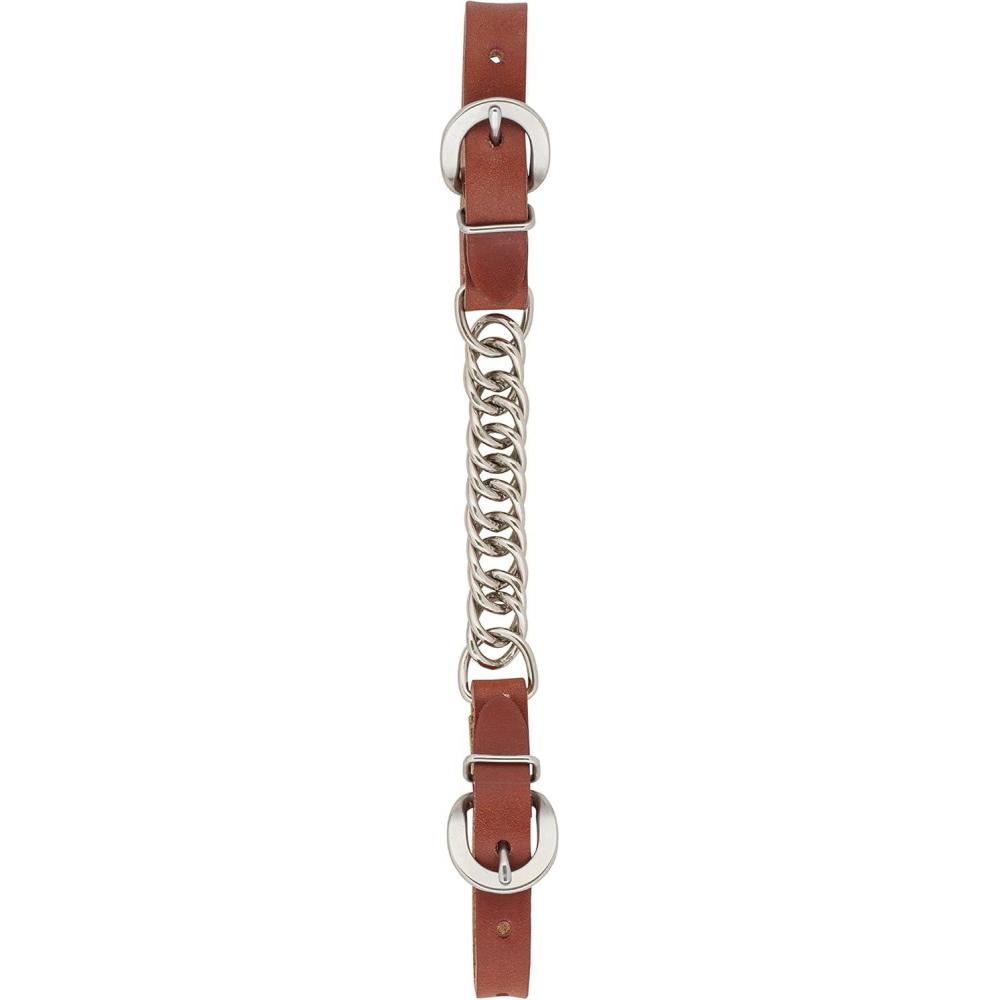 imageWeaver Leather Single Flat Link Nickel Plated Chain Curb Strap Canyon Rose 4 12quot