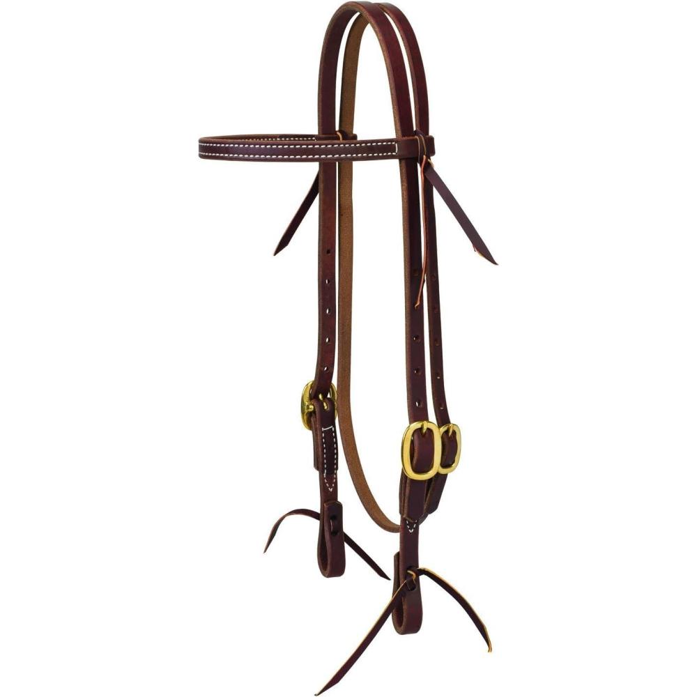 imageWeaver Leather SinglePly Working Tack HeadstallBrass Hardware