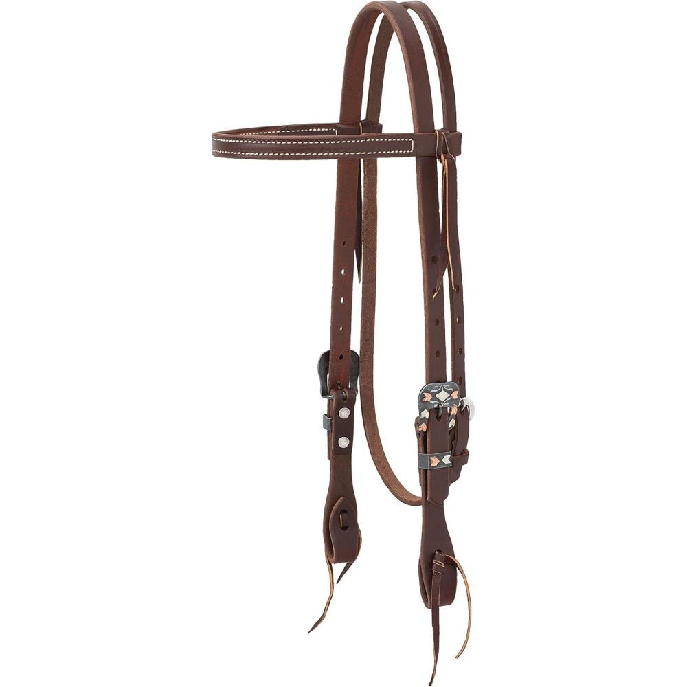 imageWeaver Leather Working Tack Chevron Designer Hardware Slim Browband Headstall Model 100611