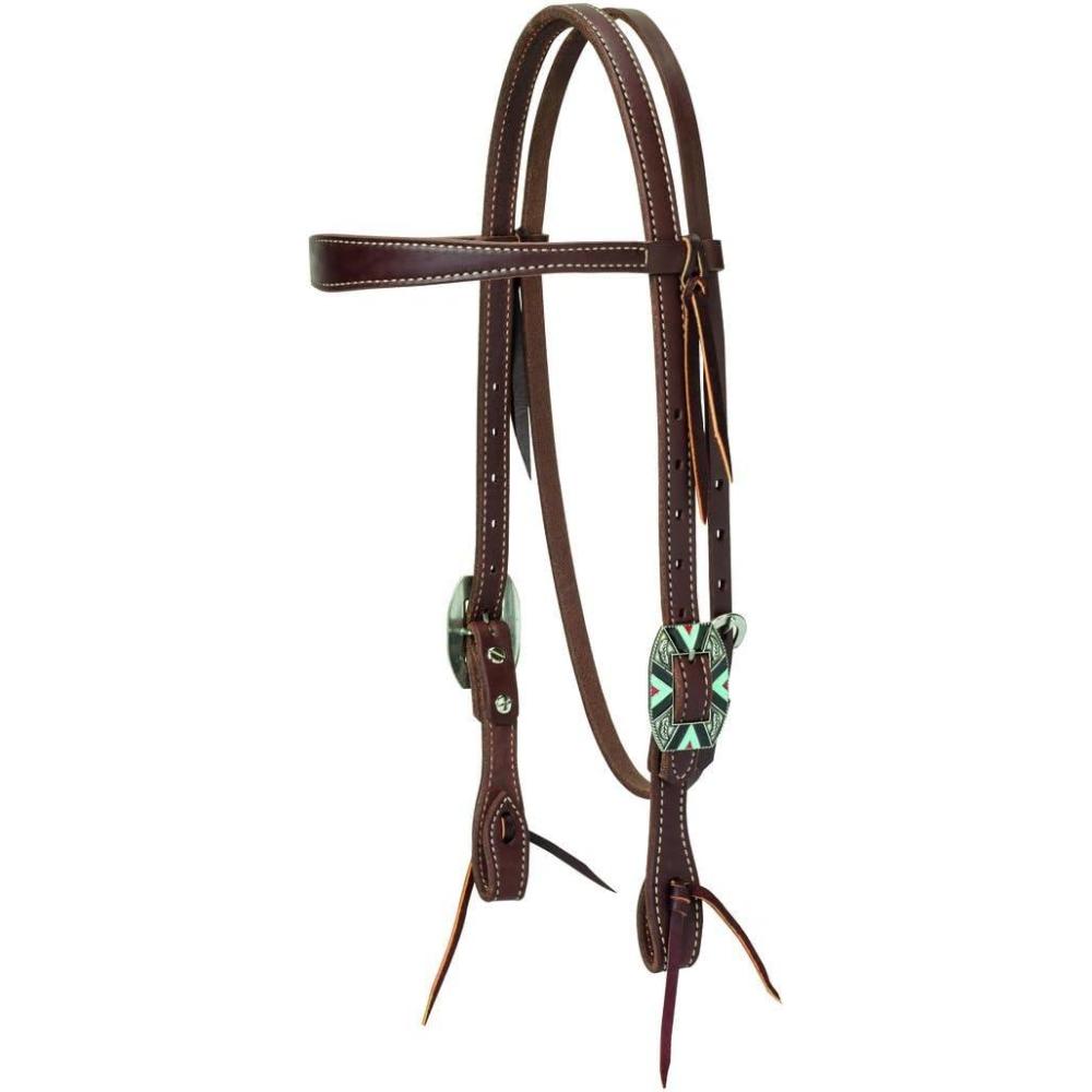 imageWeaver Leather Working Tack Slim Browband Headstall Rope Edge Hardware Southwest Rope Edge 100586