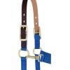 Breakaway Horse Halter, Supple Leather Crown, Adjustable Chin & Throat Snap Halters for Horses, Equine Tack(Blue)