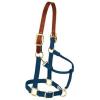 Breakaway Horse Halter, Supple Leather Crown, Adjustable Chin & Throat Snap Halters for Horses, Equine Tack(Navy)