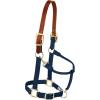 Breakaway Horse Halter, Supple Leather Crown, Adjustable Chin & Throat Snap Halters for Horses, Equine Tack(Navy)