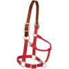Breakaway Horse Halter, Supple Leather Crown, Adjustable Chin & Throat Snap Halters for Horses, Equine Tack(Red)
