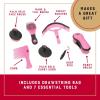 Weaver Leather Horse Grooming Kit, 7-piece Horse Brush Set with Organizer Tote Bag, Equine Care, Horse Tack Room Equipment, Grooming Horse Supplies(Gray/Pink)