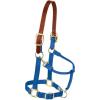 Breakaway Horse Halter, Supple Leather Crown, Adjustable Chin & Throat Snap Halters for Horses, Equine Tack(Blue)