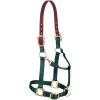 Breakaway Horse Halter, Supple Leather Crown, Adjustable Chin & Throat Snap Halters for Horses, Equine Tack(Hunter Green)
