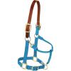 Breakaway Horse Halter, Supple Leather Crown, Adjustable Chin & Throat Snap Halters for Horses, Equine Tack(Hurricane Blue)