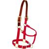 Breakaway Horse Halter, Supple Leather Crown, Adjustable Chin & Throat Snap Halters for Horses, Equine Tack(Red)