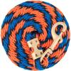 Weaver Equine Performance Lead Rope, Long Horse Lead Rope with Quick Halter Attachment, Soft Comfort Grip, Barn Horse Tack for Daily Use & Showing(Orange/Black/Blue)