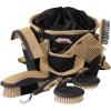 Weaver Leather Horse Grooming Kit, 7-piece Horse Brush Set with Organizer Tote Bag, Equine Care, Horse Tack Room Equipment, Grooming Horse Supplies(Black/Beige)