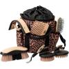 Weaver Leather Horse Grooming Kit, 7-piece Horse Brush Set with Organizer Tote Bag, Equine Care, Horse Tack Room Equipment, Grooming Horse Supplies(Tan Leopard)