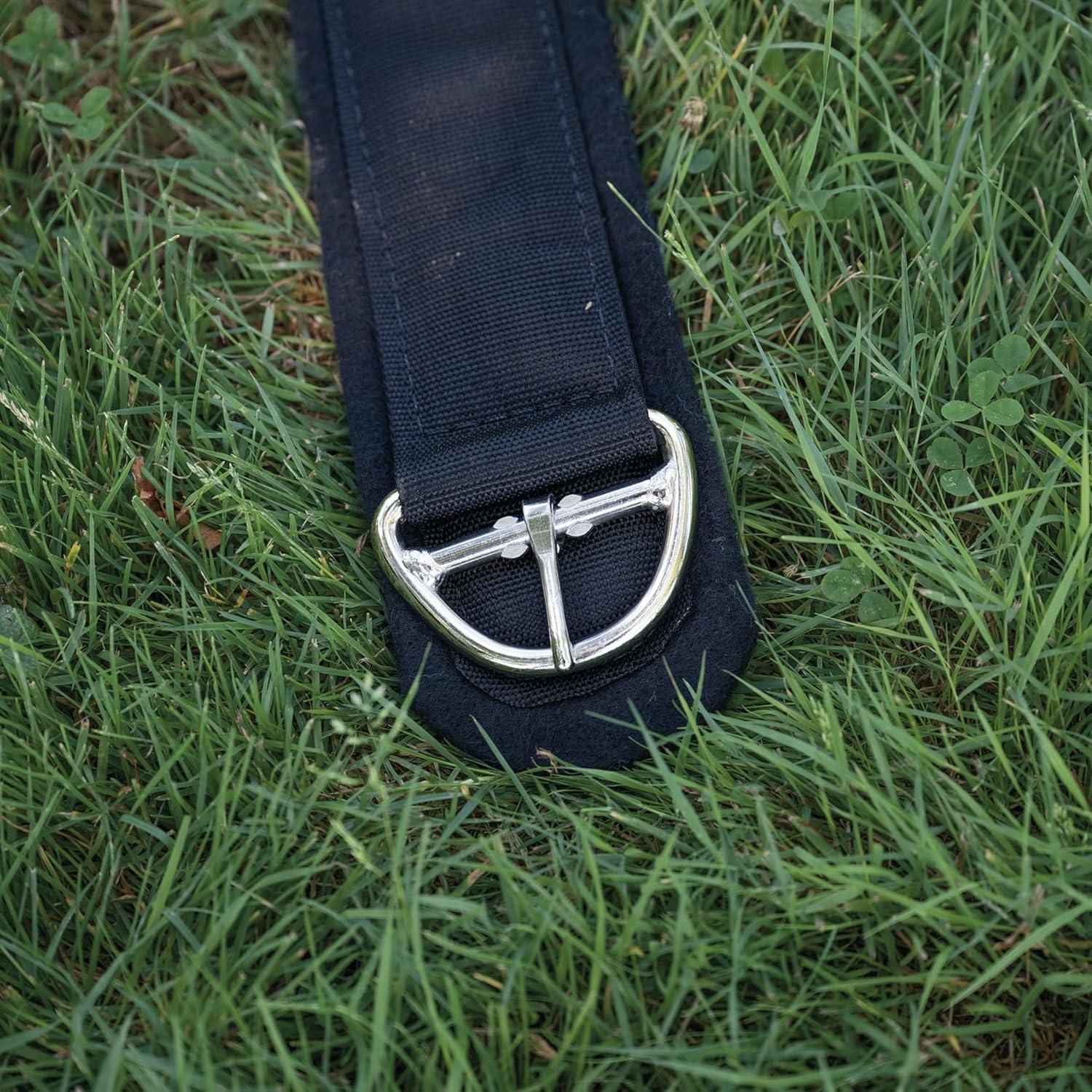 imageDeluxe Super Horse Cinch AntiSlip Felt Lined Saddle Cinch Girth with Flat Buckle Draft Horse Riding Supplies Black