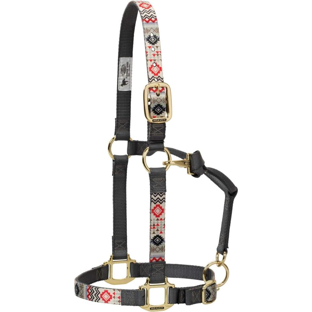 imageNylon Horse Halter Comfort DoublePly Webbing Basic Non Adjustable Halters for Horses Equine TackAverage Size BlackCrimson Aztec