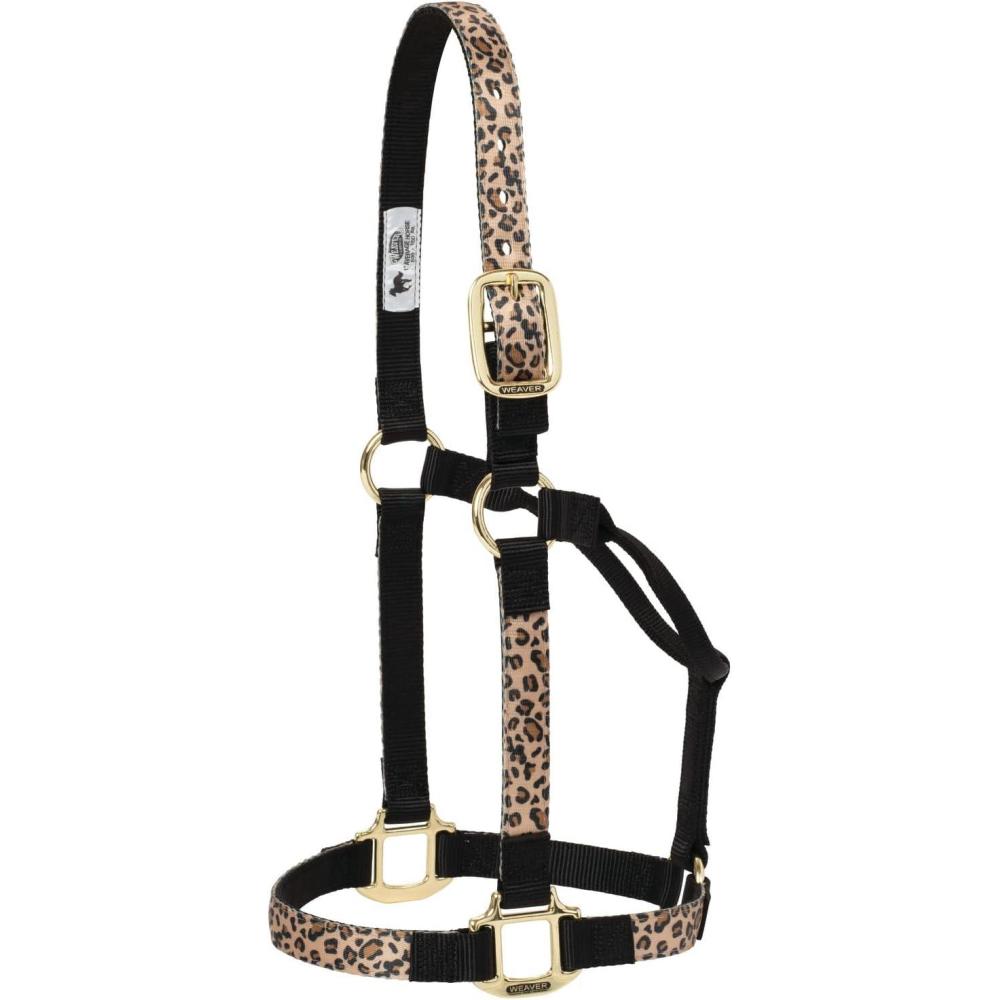 imageNylon Horse Halter Comfort DoublePly Webbing Basic Non Adjustable Halters for Horses Equine TackAverage Size BlackLeopard
