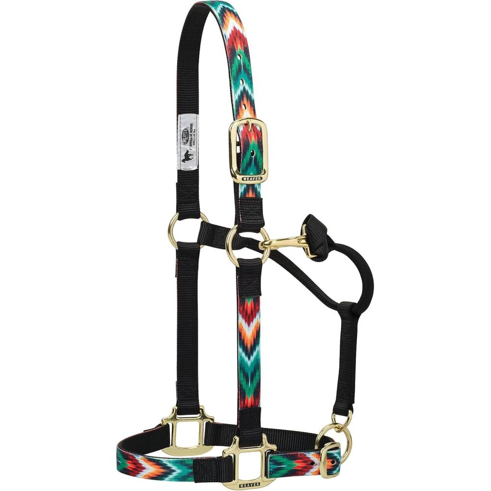 imageNylon Horse Halter Patterned Webbing Adjustable Chin ampamp Throat Snap Halters for Horses Equine TackAverage Size Chevron