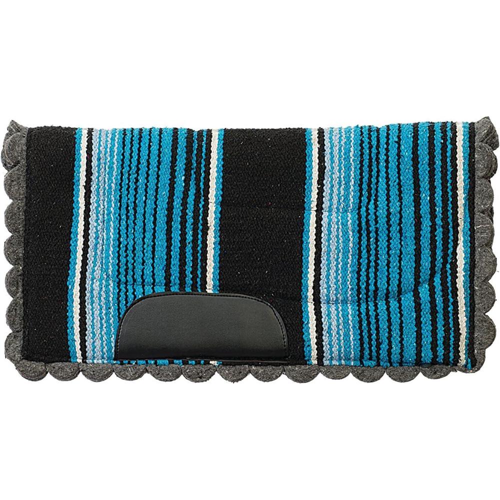 imageWeaver Equine 23quot x 23quot Pony Scalloped Navajo Horse Saddle Pad Shock Absorbing Western Saddle Pad for Protection Durable Equine Supplies PinkBlue