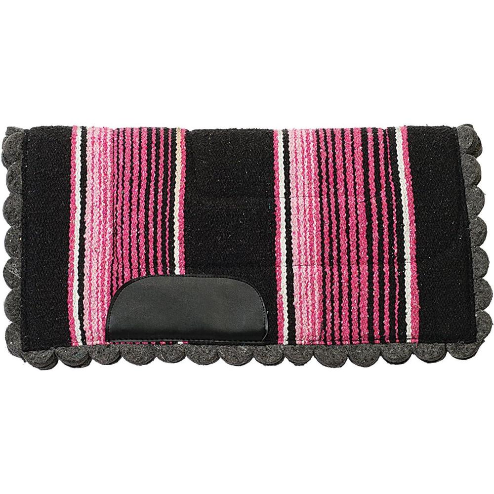imageWeaver Equine 23quot x 23quot Pony Scalloped Navajo Horse Saddle Pad Shock Absorbing Western Saddle Pad for Protection Durable Equine Supplies PinkPink