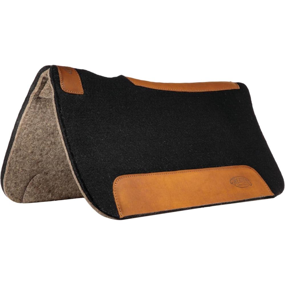 imageWeaver Equine 25quot x 26 Pony Contoured Pure Wool Felt Horse Saddle Pad Shock Absorbing Western Saddle Pad for Comfort Protection BlackNaturalBlackNatural
