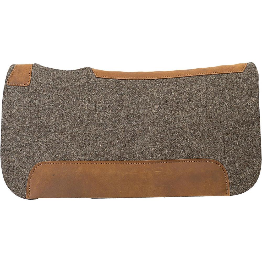 imageWeaver Equine 25quot x 26 Pony Contoured Pure Wool Felt Horse Saddle Pad Shock Absorbing Western Saddle Pad for Comfort Protection BlackNaturalDark Gray