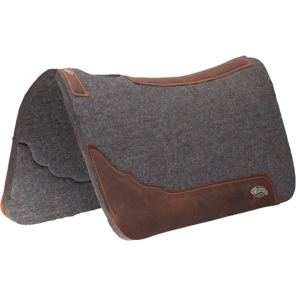 imageWeaver Equine 31quot x 32quot Premium Contoured Pure Wool Felt Horse Saddle Pad Shock Absorbing Western Saddle Pad for Protection Equine Supplies Gray27 x 28 Rectangular
