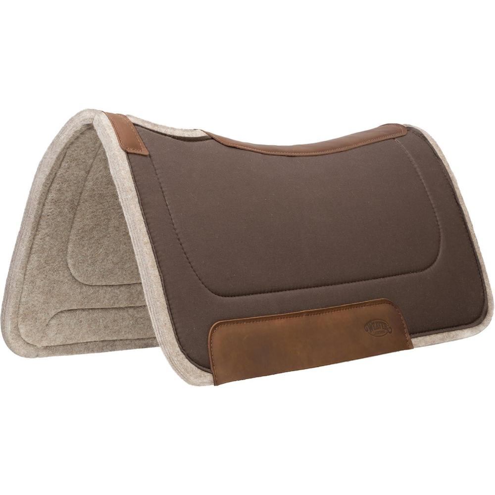 imageWeaver Equine 32quot x 32quot All Purpose Contoured Wool Blend Felt Horse Saddle Pad Shock Absorbing Protective Western Saddle Pad Equine Supplies Blackchocolate