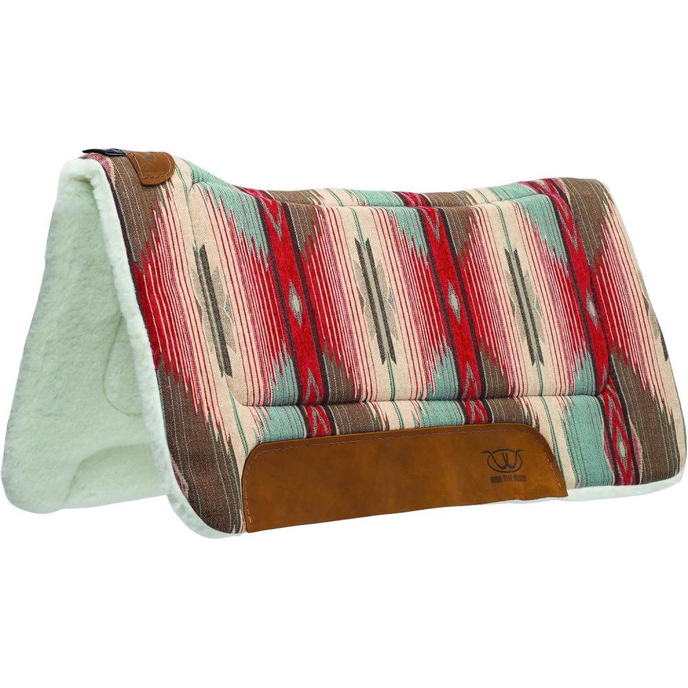 imageWeaver Leather All Purpose 32quot x 32quot Contoured Saddle Pad with Felt Insert and Merino Wool Fleece Bottom RedTurquoise 359307H73