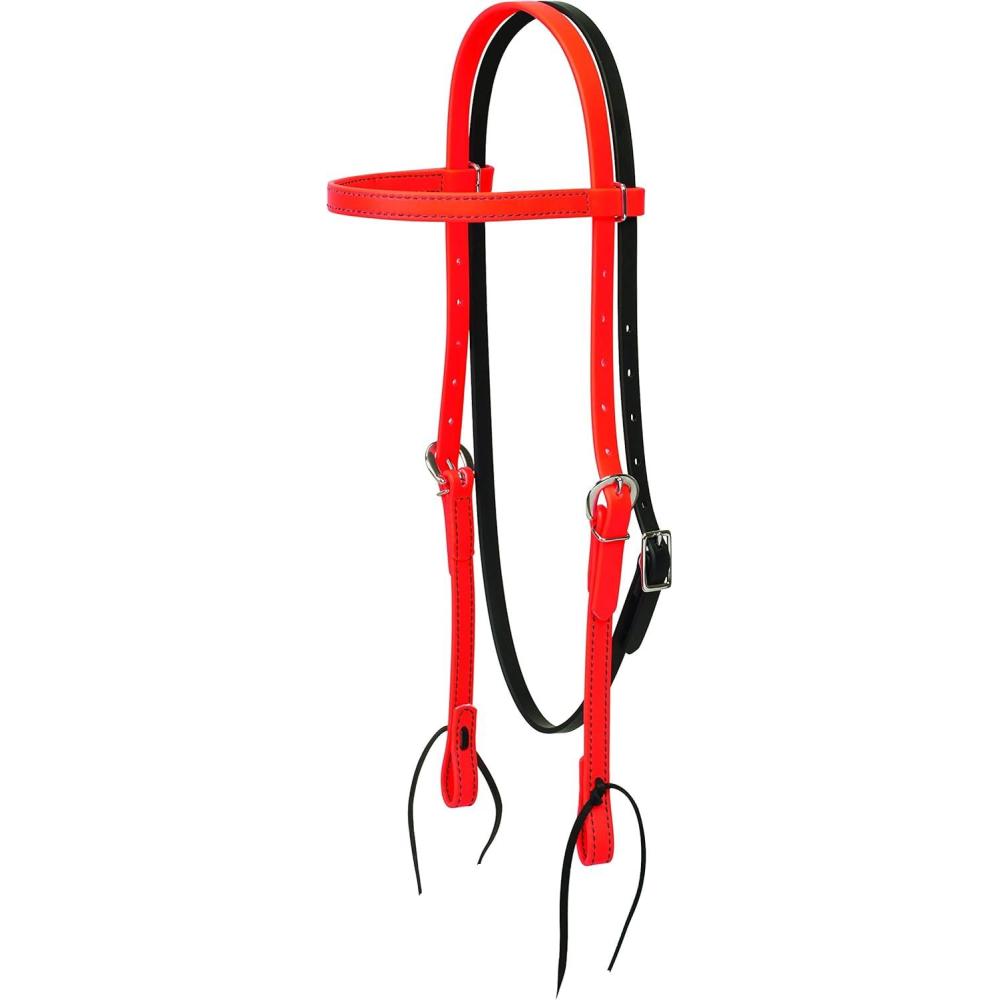 imageWeaver Leather Brahma Webb Brow Band Headstall Brown HorseHunter Orange