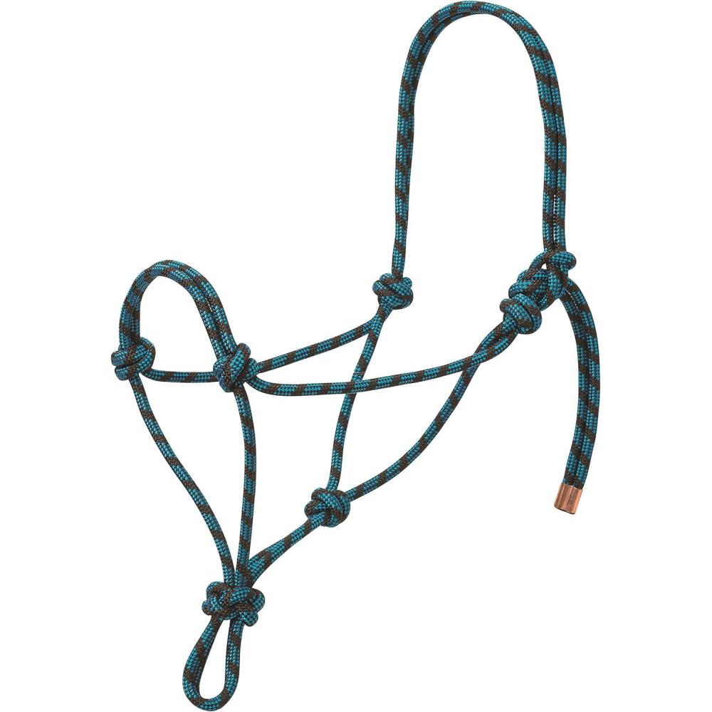 imageWeaver Leather Diamond Braid Rope Halter Average HorseBlackHurricane Blue