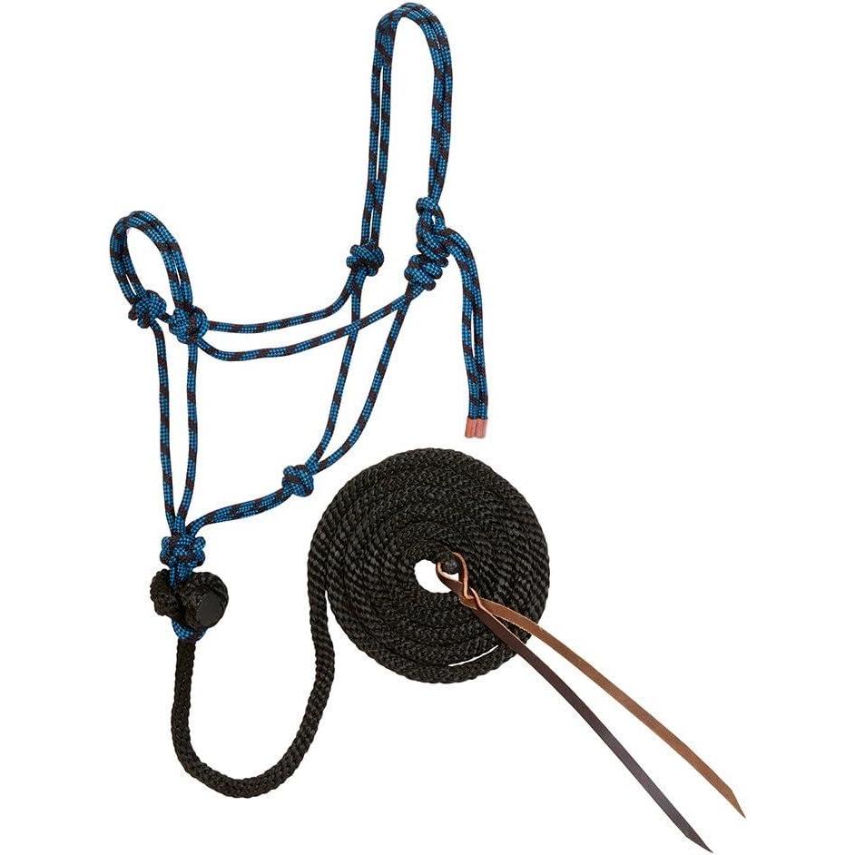 imageWeaver Leather Diamond Braid Rope Halter and LeadBlackHurricane Blue