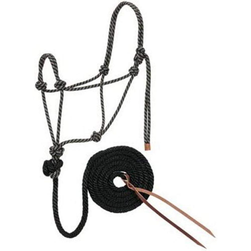 imageWeaver Leather Diamond Braid Rope Halter and LeadBlackTanWhite