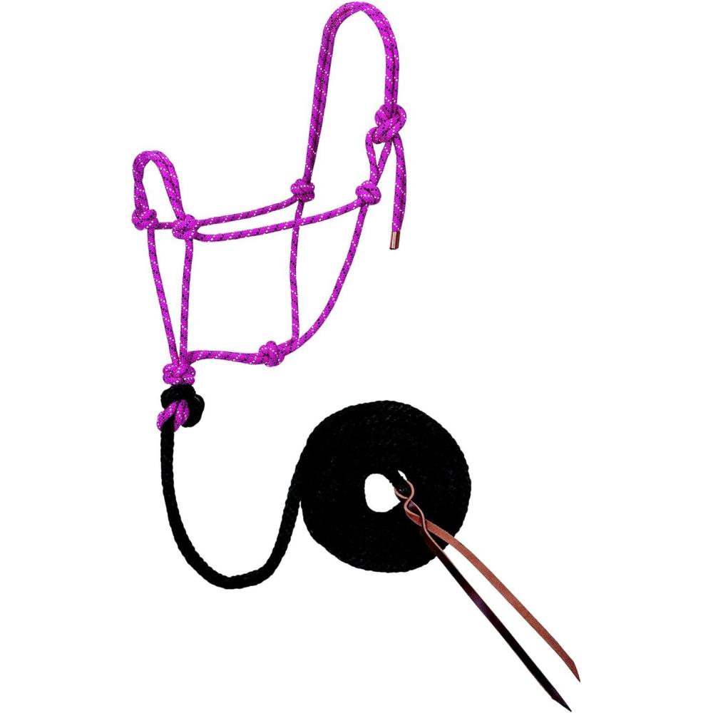 imageWeaver Leather Diamond Braid Rope Halter and LeadRaspberryBlackWhite