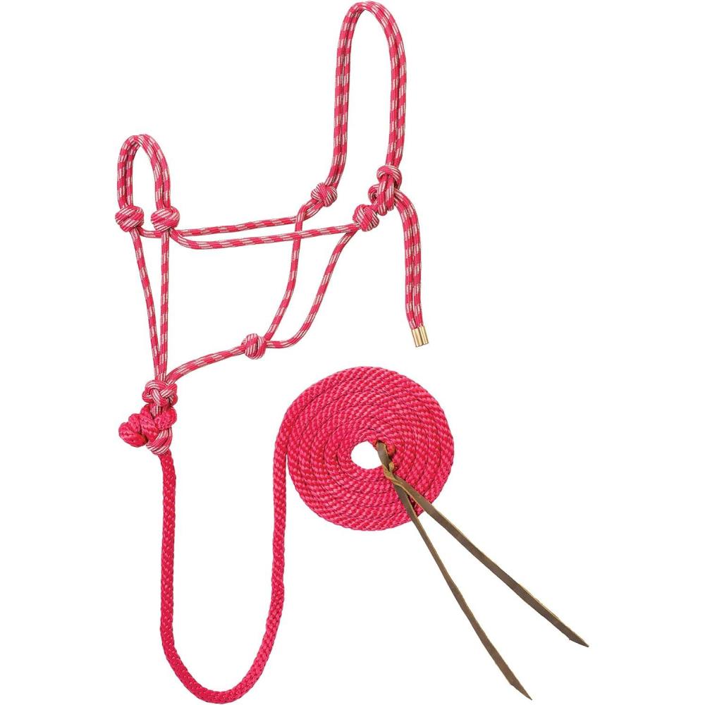 imageWeaver Leather Diamond Braid Rope Halter and LeadReflectiveRaspberryGray