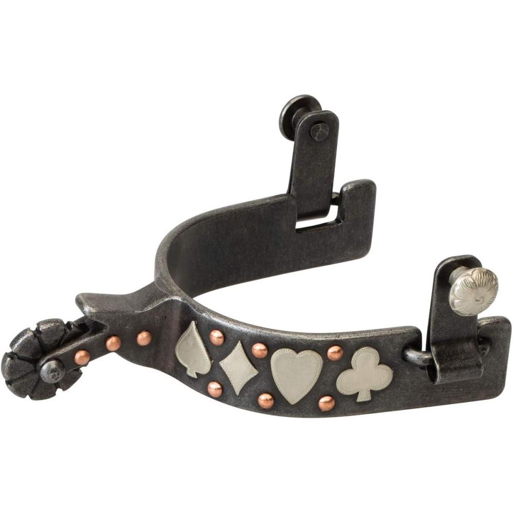 imageWeaver Leather Mens Spur with Card Suit Design Black Card Suit