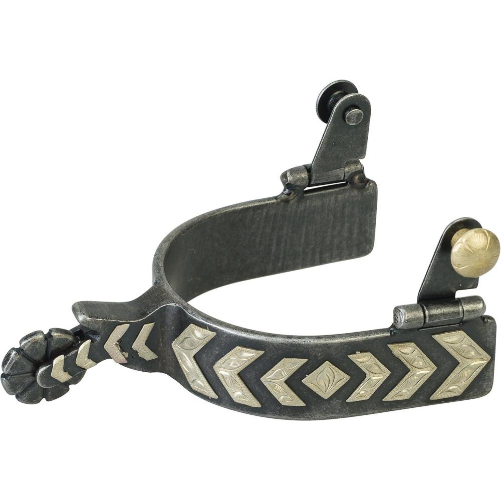 imageWeaver Leather Mens Spur with German Silver Chevron Trim Raw Steel