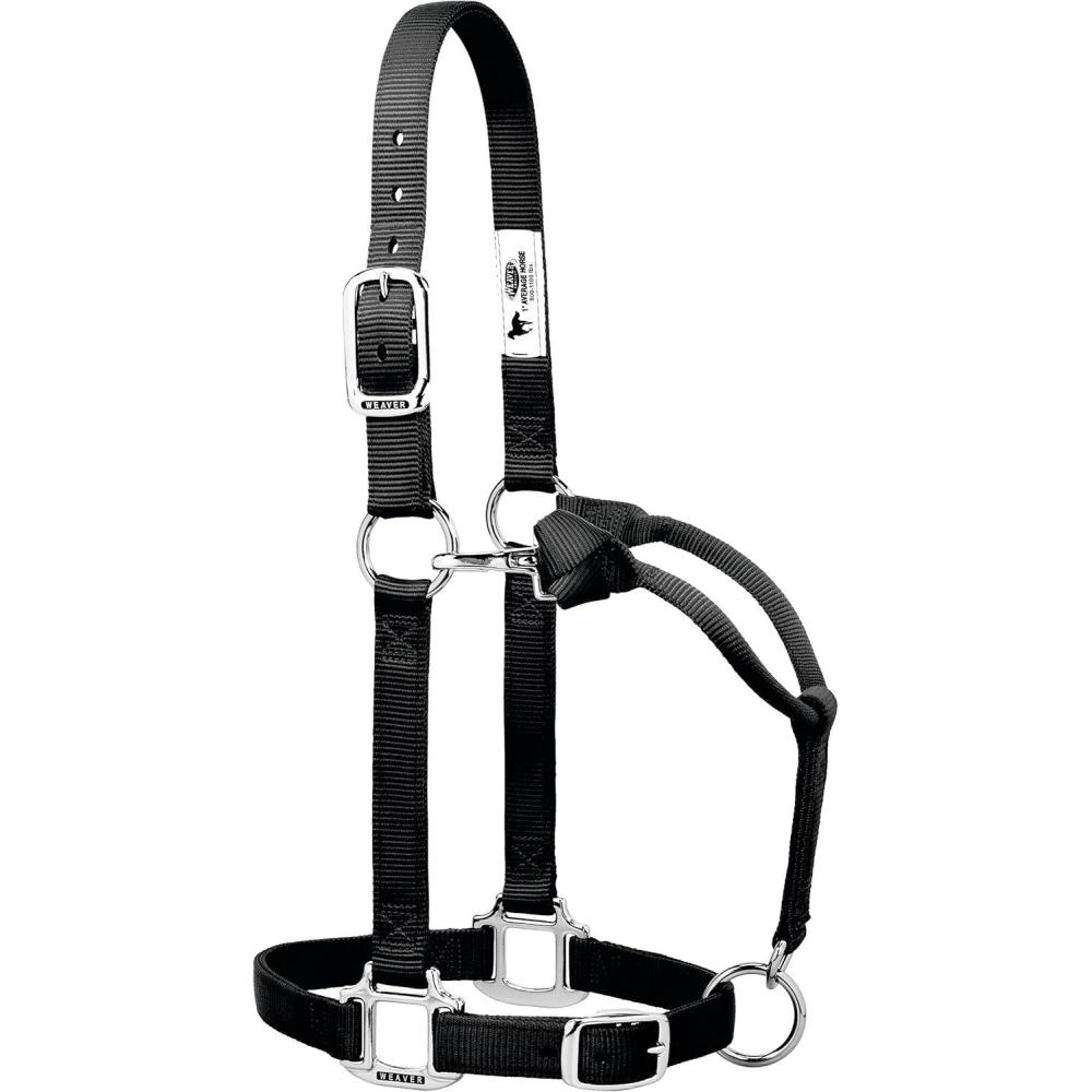 imageWeaver Leather Original Adjustable Nylon Halter with Chrome Plated HardwareBlack