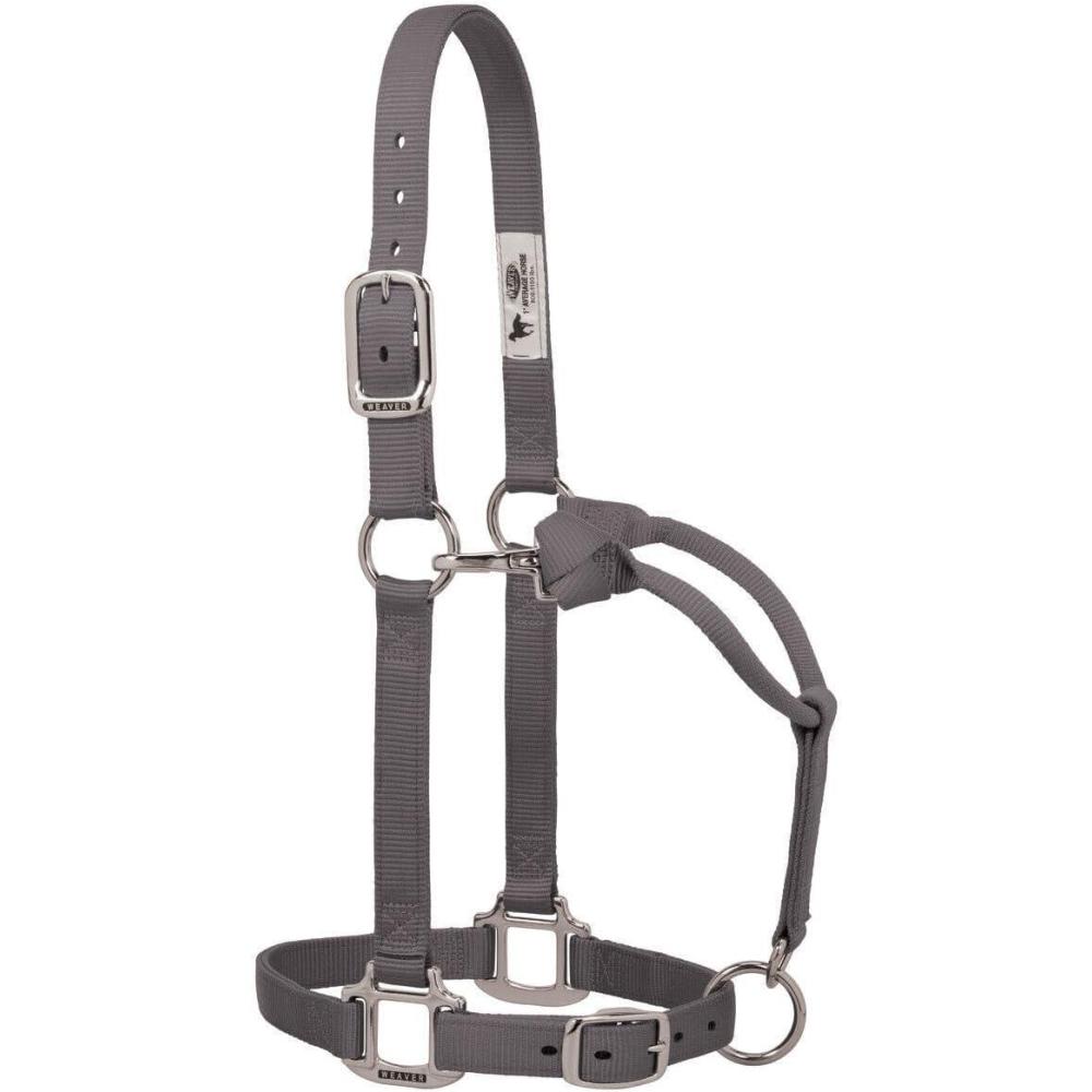 imageWeaver Leather Original Adjustable Nylon Halter with Chrome Plated HardwareGraphite