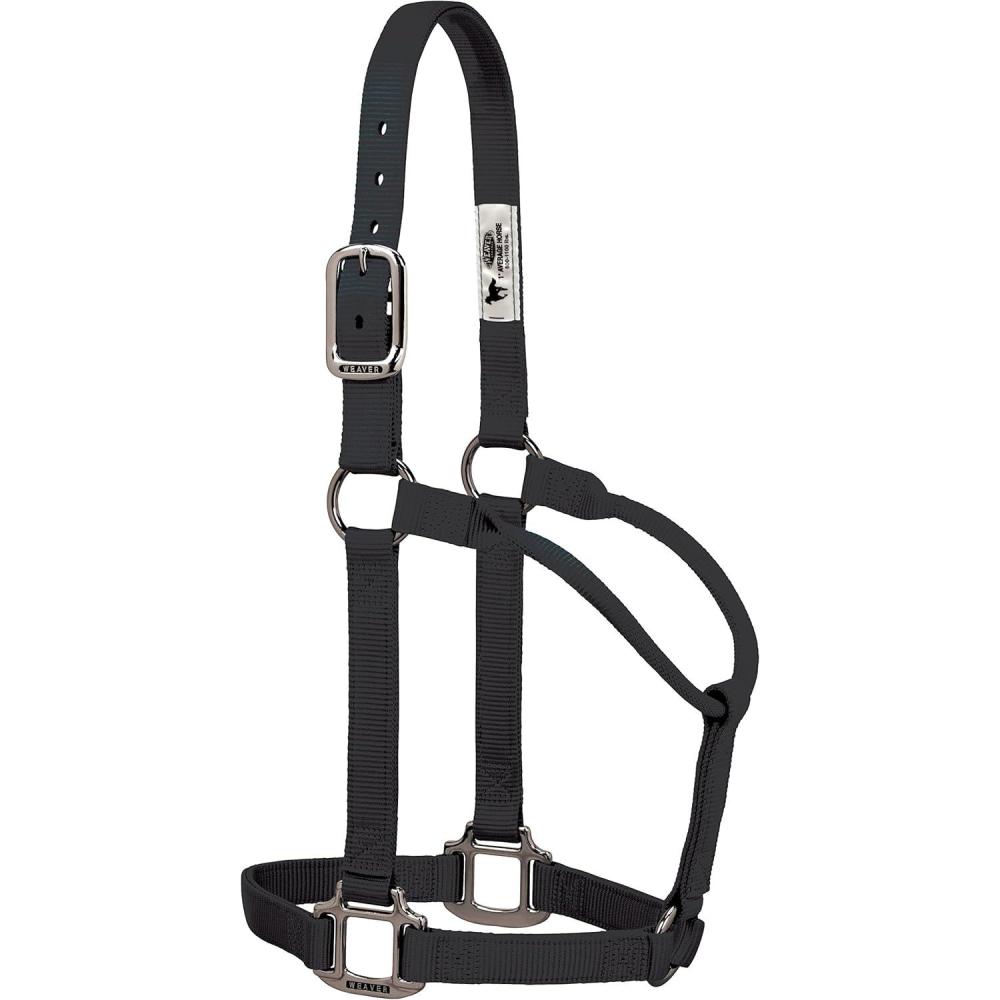 imageWeaver Leather Original NonAdjustable Nylon Halter with Chrome Plated HardwareBlack