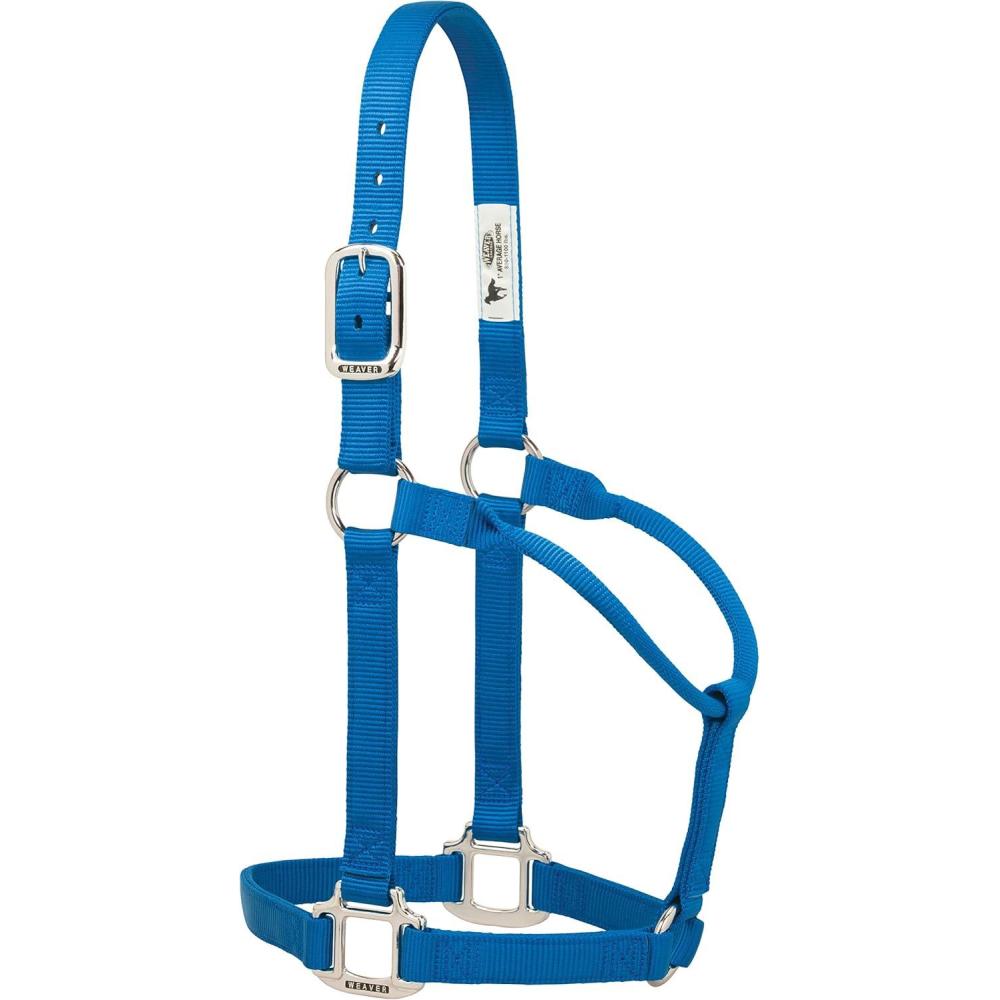 imageWeaver Leather Original NonAdjustable Nylon Halter with Chrome Plated HardwareBlue