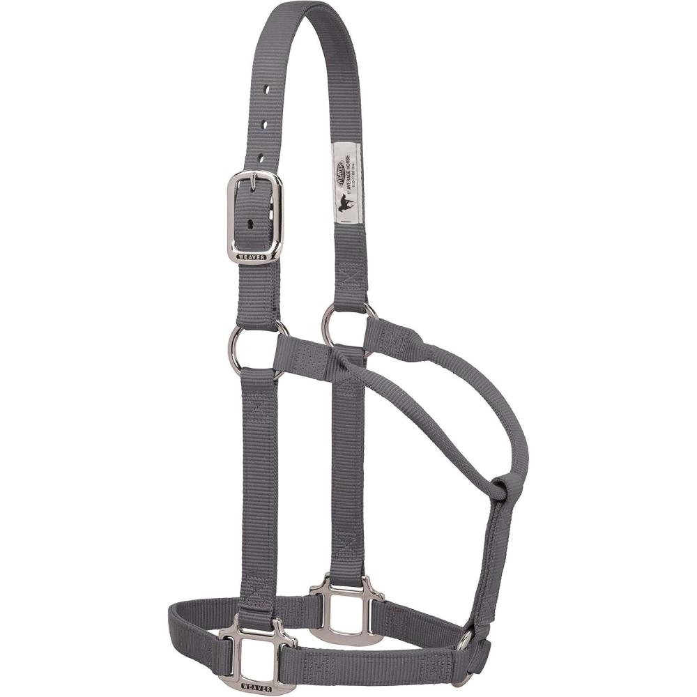 imageWeaver Leather Original NonAdjustable Nylon Halter with Chrome Plated HardwareGraphite