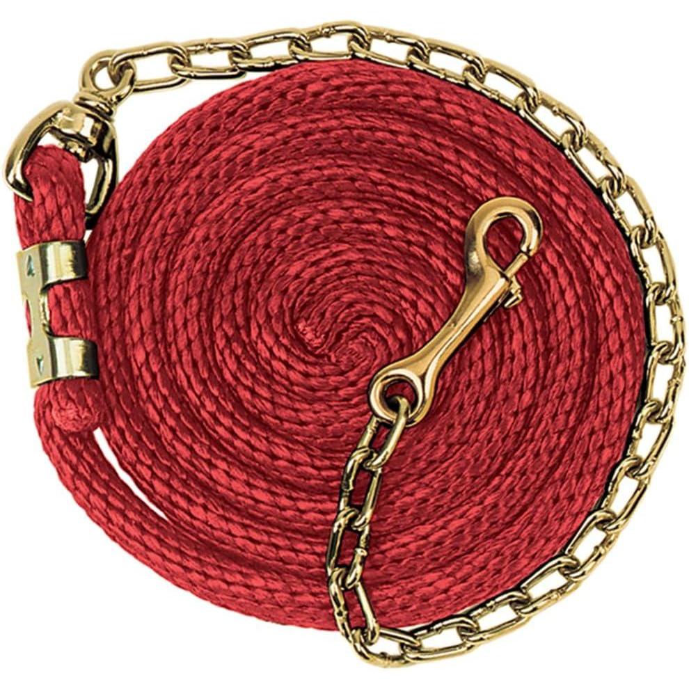 imageWeaver Leather Poly Lead Rope with Brass Plated Swivel Chain NavyBlueTurquoise 58quot X86quotRed