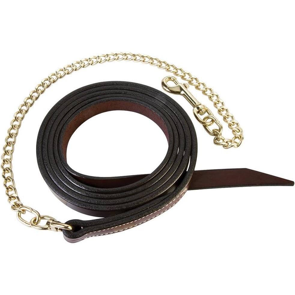 imageWeaver Leather SinglePly Horse Lead Features Brass Plated ChainMahogany