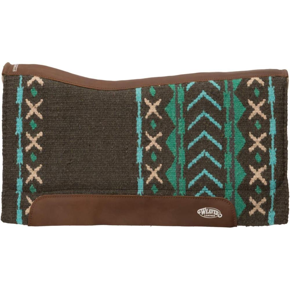 imageWeaver Leather Synergy Contoured Performance Saddle Pad 33quot L x 38quot W 1quot Thick Merino WoolCharcoalTurquoise