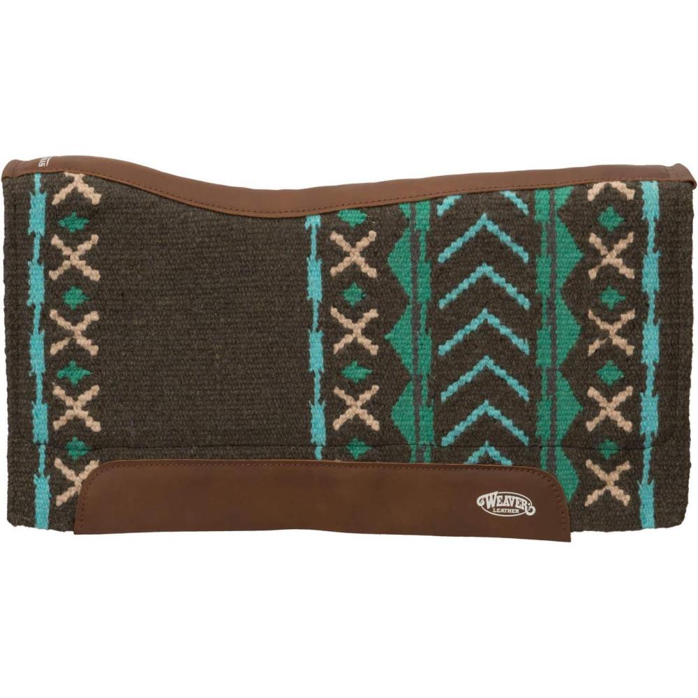 imageWeaver Leather Synergy Contoured Performance Saddle Pad 33quot L x 38quot W 1quot Thick Merino WoolMojave CharcoalTurquoise
